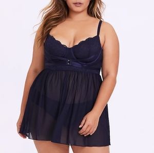 Torrid 3X NAVY LACE HARNESS UNDERWIRE BABYDOLL